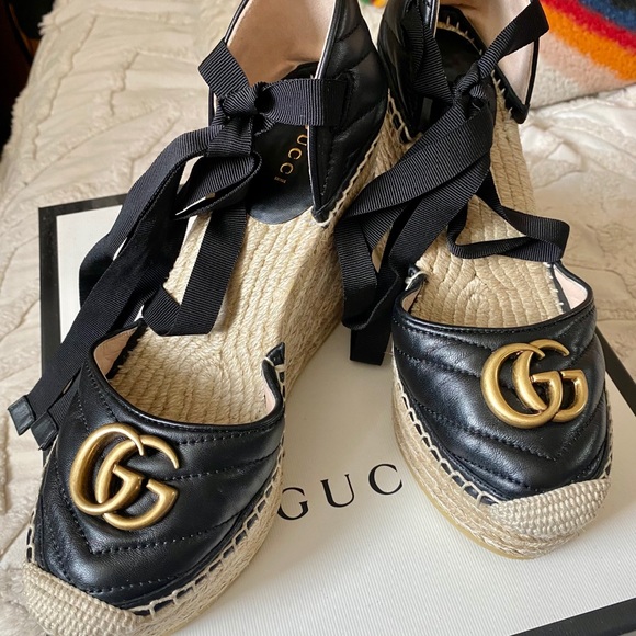 gucci leather platform espadrille